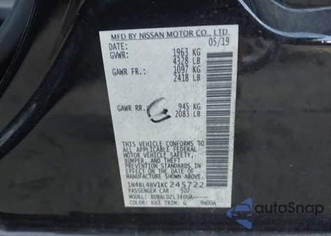 2019 Nissan Altima 2.5 S from USA, damaged, VIN 1N4BL4BV1KC245722